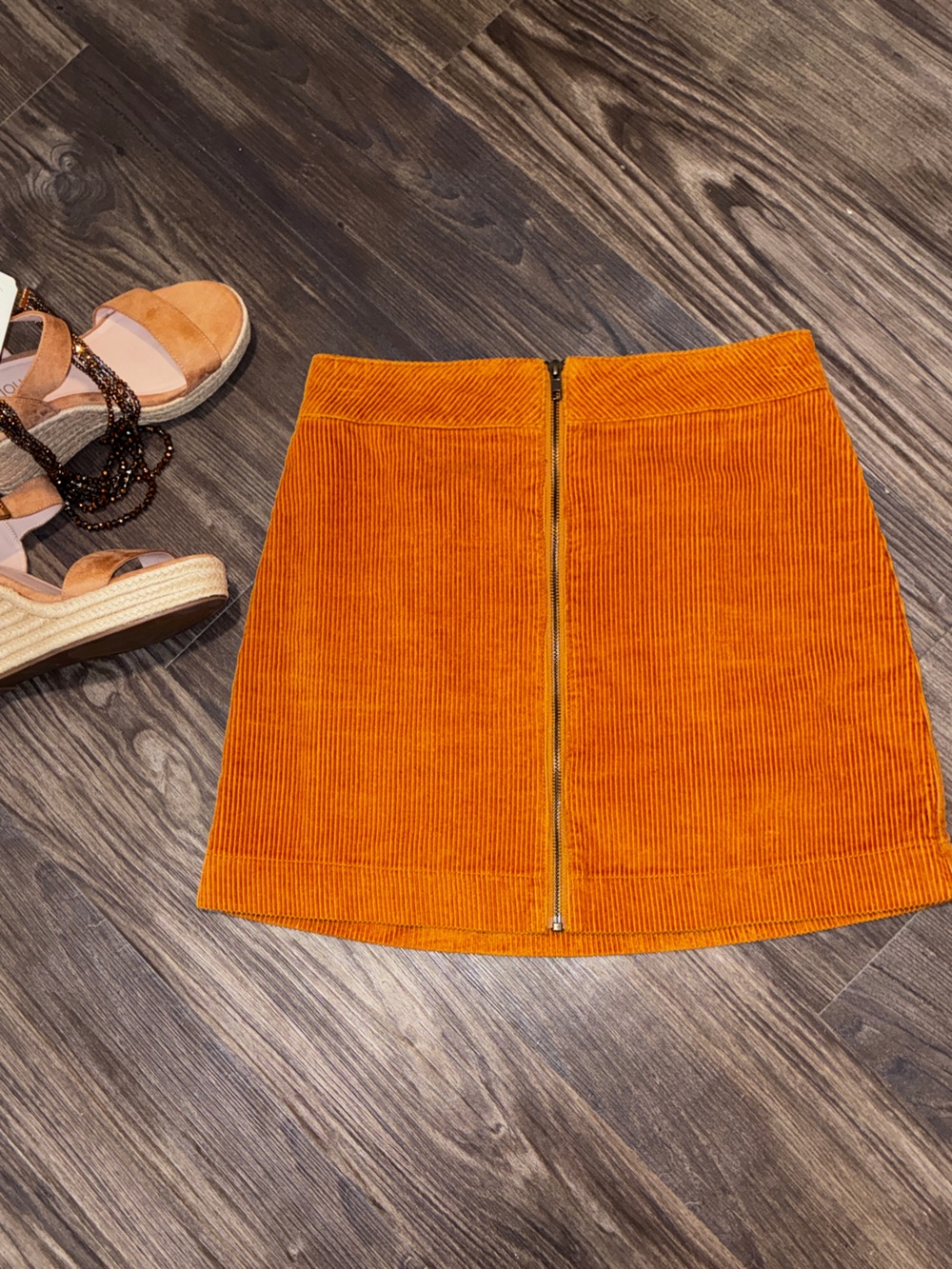 American Apparel Corduroy Zip Front Mini Skirt